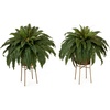 image:imageNearly Natural 32in Artificial Boston Fern Plant with Metal Planter with Stand DIY KIT Set of 2