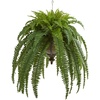 image:imageNearly Natural 39in Boston Fern Artificial Plant in Metal Hanging Bowl