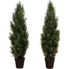 image:imageNearly Natural 3ft Cedar Pine Artificial Tree UV Resistant Realistic ConeShaped Greenery IndoorOutdoor Decor Set of 2