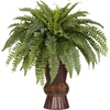 image:imageNearly Natural 6628 Boston Fern with Bamboo Vase Decorative Silk Plant Green 12 x 12 x 35