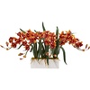 image:imageNearly Natural Cymbidium Artificial Arrangement in White VaseBurgundy