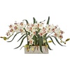 image:imageNearly Natural Cymbidium Artificial Arrangement in White VaseWhite