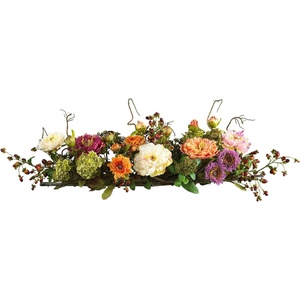 image:imageNearly Natural 10 in Artificial Peony Arrangement in Glass VaseMixed