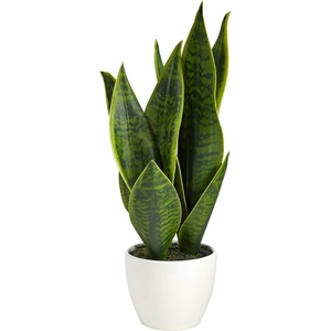 image:imageNearly Natural 16 in Artificial Sansevieria Snake Plant White Planter DecorGreen