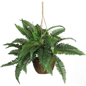 image:imageNearly Natural 18 in Artificial Boston Fern Hanging Basket for Porch Decor