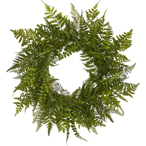 image:imageNearly Natural 24 in Artificial Mixed Fern Wreath Green Front Door Decor