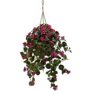 image:imageNearly Natural 32 in Artificial Bougainvillea Plant in Hanging BasketGreenPink