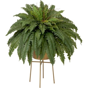 image:imageNearly Natural 32in Artificial Boston Fern Plant with Metal Planter with Stand DIY KIT