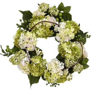 image:imageNearly Natural 4780 Hydrangea Wreath 22Inch CreamGreen
