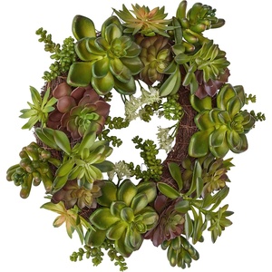 image:imageNearly Natural 4798 Artificial Succulent Wreath 15inch diameter Green20x20x20