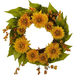 image:imageNearly Natural 4904 Golden Sunflower Wreath 22Inch Yellow