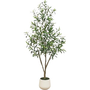 image:imageNearly Natural 6 ft Artificial Olive Tree in White Decorative Planter5ft