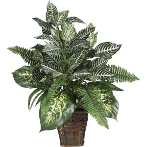 image:imageNearly Natural 6527 Greens with Wicker Decorative Silk Plant Green 30 in x 9 in x 75 inGreen