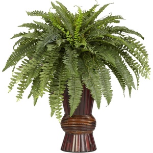 image:imageNearly Natural 6628 Boston Fern with Bamboo Vase Decorative Silk Plant Green 12 x 12 x 35