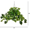 image:imageNearly Natural 24Inch UV Resistant Artificial Philodendron  IndoorOutdoor Hanging Basket with 50 Warm White LED Lights Battery Operated