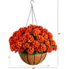 image:imageNearly Natural 24in UV Resistant Artificial Chrysanthemum Hanging Basket IndoorOutdoorOrange