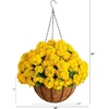 image:imageNearly Natural 24in UV Resistant Artificial Chrysanthemum Hanging Basket IndoorOutdoorYellow