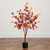 image:imageNearly Natural 4FT Prelit Artificial Autumn Eucalyptus Tree with 160 Warm White LED Lights Faux Eucalyptus Tree with Fall Colors for Home amp Office Dcor in Black Nursery Planter