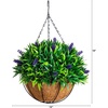 image:imageNearly Natural Artificial Lavender Hanging Basket 18in UV Resistant IndoorOutdoor