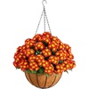 image:imageNearly Natural 24in UV Resistant Artificial Chrysanthemum Hanging Basket IndoorOutdoorRed