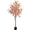 image:imageNearly Natural 6FT Prelit Artificial Autumn Eucalyptus Tree with 300 Warm White LED Lights Faux Eucalyptus Tree with Fall Colors for Home amp Office Dcor in Black Nursery Planter