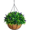 image:imageNearly Natural Artificial Lavender Hanging Basket 18in UV Resistant IndoorOutdoor