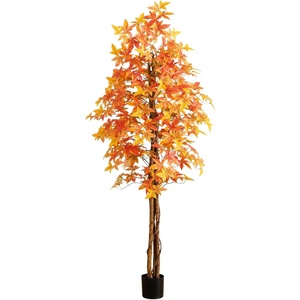 image:imageNearly Natural 7ft Autumn Deluxe Maple Artificial Fall Tree  Harvest Season Decor  Indoor Faux Plant Display