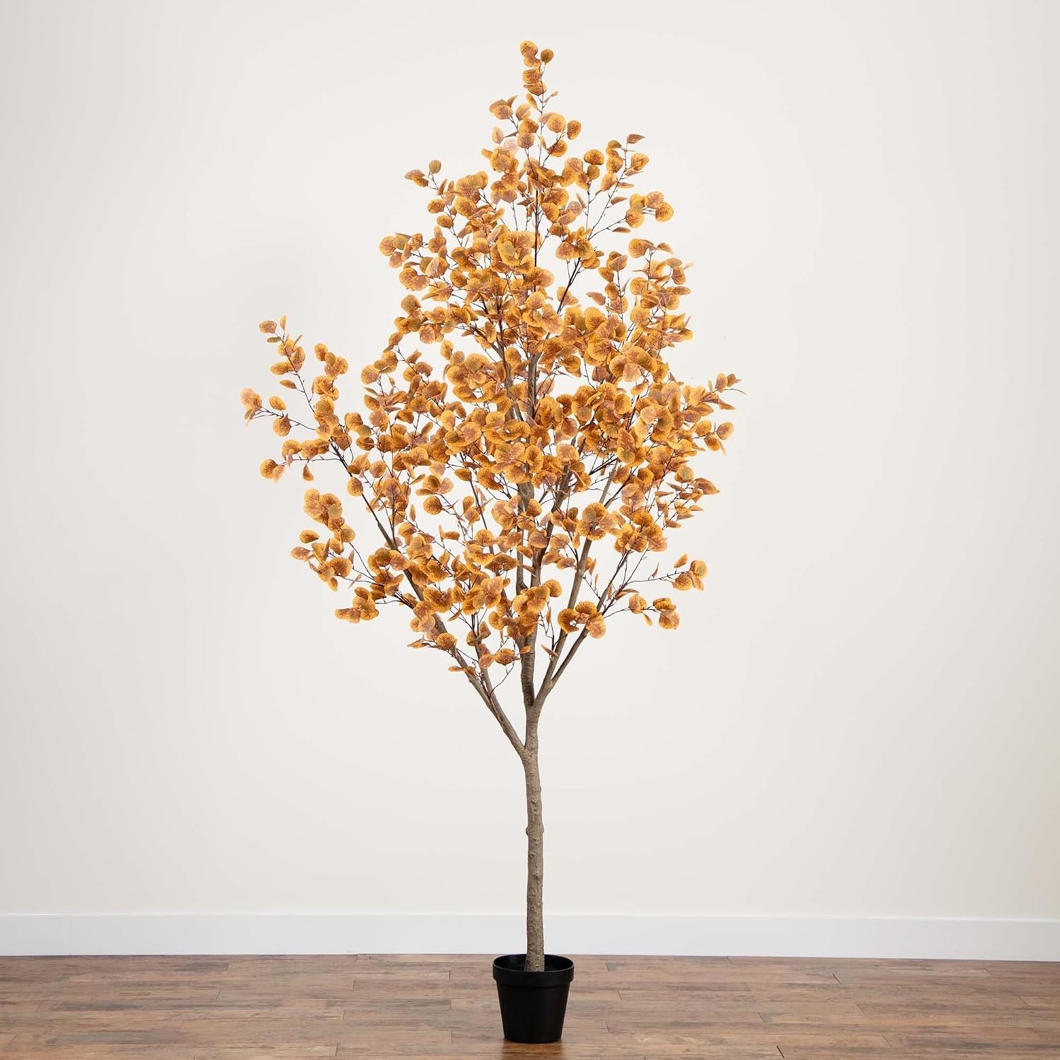 image:imageNearly Natural 9FT Artificial Autumn Eucalyptus Tree Faux Eucalyptus Tree with Fall Colors for Home amp Office Dcor in Black Nursery Planter