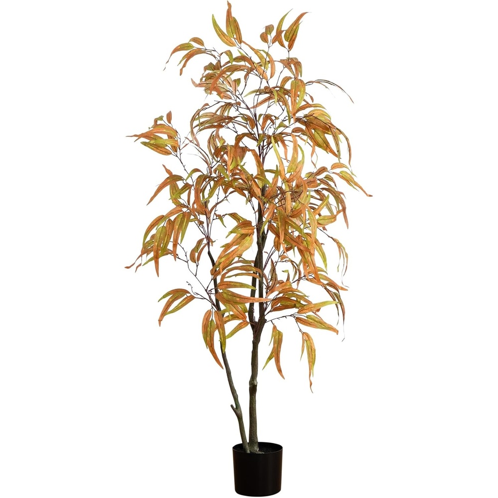 image:imageNearly Natural 5FT Wispy Artificial Eucalyptus Tree for Autumn Faux Eucalyptus Tree with Fall Colors for Home amp Office Dcor in Black Nursery Planter