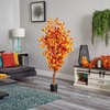 image:imageNearly Natural 5 ft Autumn Ficus Artificial Fall Tree with Pot