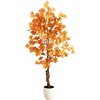 image:imageNearly Natural 5ft Artificial Maple Tree  Double Trunk Autumn Foliage in Decorative White Planter Bendable Branches Vibrant Fall Colors Ideal for Indoor Home or Office Decor