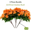 image:imageNearly Natural 19in UV Resistant Artificial Azalea Bush IndoorOutdoor  Set of 3Orange