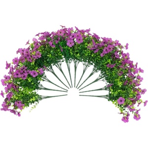 image:imageNearly Natural 13in UV Resistant Artificial Daisy Bush IndoorOutdoor  Set of 12Light Purple
