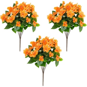 image:imageNearly Natural 19in UV Resistant Artificial Azalea Bush IndoorOutdoor  Set of 3Orange