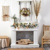 image:imageNearly Natural 20in Autumn Sunflower White Pumpkin and Dried Lotus Pod Artificial Fall Wreath with Decorative Bow