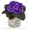 image:imageNearly Natural 8 in Artificial African Violet Plant in Vase Room Decor