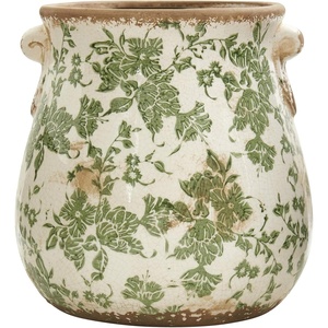 image:imageNearly Natural 10 in Tuscan Ceramic Green Scroll Planter for Home Decor10in