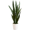 image:imageNearly Natural 3ft Artificial Snake Plant for Outdoors IndoorOutdoor UV Resistant Sansevieria 36in Faux Snake Plant for Outdoor Porch and Deck Decor in White Decorative Planter