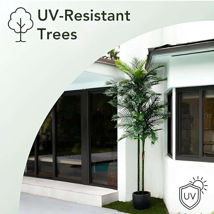 Nearly Natural｜6ft Triple Trunk Artificial Ficus Tree,Lifelike Artificial Plants & Silk Flower Decor