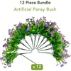 image:imageNearly Natural 13in UV Resistant Artificial Pansy Bush IndoorOutdoor  Set of 12Purple