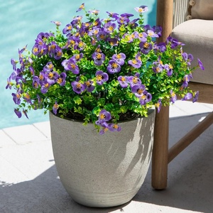 image:imageNearly Natural 13in UV Resistant Artificial Pansy Bush IndoorOutdoor  Set of 12Purple