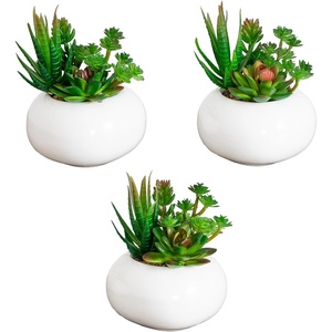 image:imageNearly Natural 5 in Artificial Succulent Garden White Planter Set of 26 in