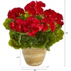 image:imageNearly Natural 11in Geranium Artificial Plant in Ceramic Planter UV Resistant IndoorOutdoorRed