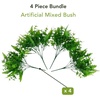 image:imageNearly Natural 14 in UVResistant Artificial Mixed Greens Bush Set of 4