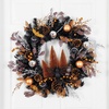image:imageNearly Natural 24in Black Halloween Foliage Wreath Fall Door Decor