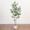 image:imageNearly Natural 5ft Minimalist Olive Tree  Artificial Indoor Tree with Faux Olives Bendable Branches and White Decorative Planter with Faux Soil  Realistic Greenery for Home or Office Decor