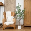 image:imageNearly Natural 5ft Minimalist Olive Tree  Artificial Indoor Tree with Faux Olives Bendable Branches and White Decorative Planter with Faux Soil  Realistic Greenery for Home or Office Decor