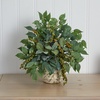 image:imageNearly Natural Mixed Ficus Fittonia and Berries Artificial Plant in Floral Vase