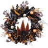 image:imageNearly Natural 24in Black Halloween Foliage Wreath Fall Door Decor