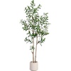 image:imageNearly Natural 5ft Minimalist Olive Tree  Artificial Indoor Tree with Faux Olives Bendable Branches and White Decorative Planter with Faux Soil  Realistic Greenery for Home or Office Decor